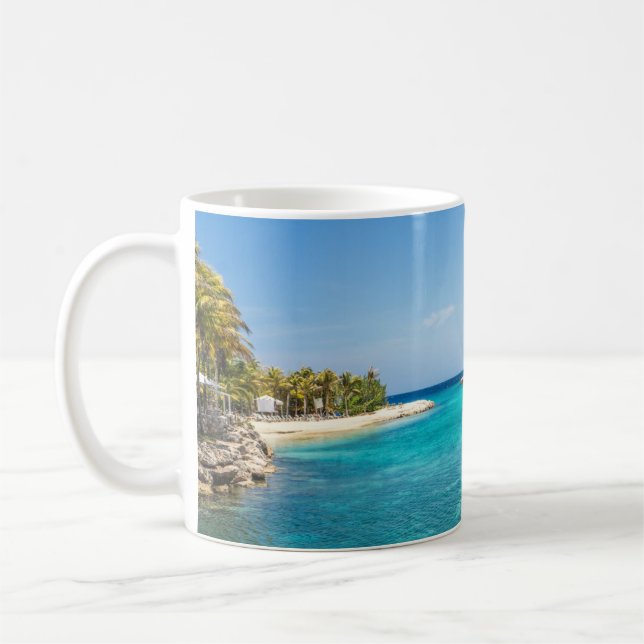 Mug Plage tropicale pittoresque avec huttes de chaume  (Gauche)