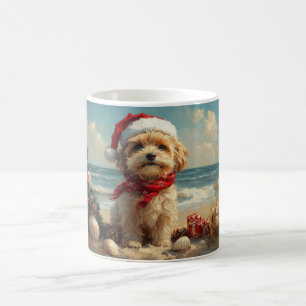 Mug Plage Vintage de Noël de Chien Tibétain Terrier
