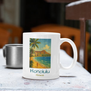Mug Plage vintage Honolulu Hawaii Waikiki