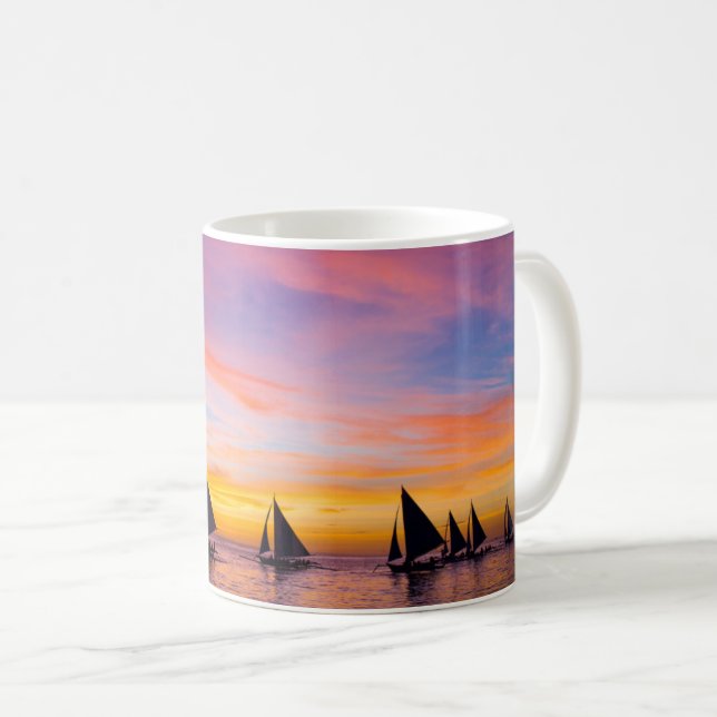 Mug Plages tropicales | Sunset Sailboats, Phillipines (Devant droit)