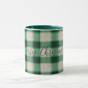 Mug Plaid à la crème verte