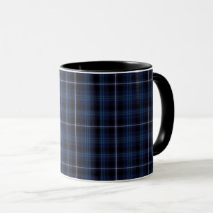 Mug Plaid de tartan blanc noir de bleu marine petit