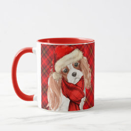 Mug Plaid with King Charles Spaniel Christmas Dog