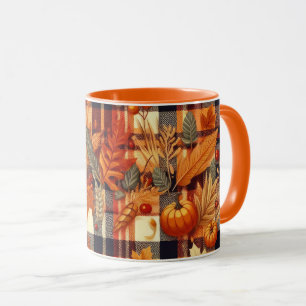 Mug Plaids d'automne citrouille Maple Feuille