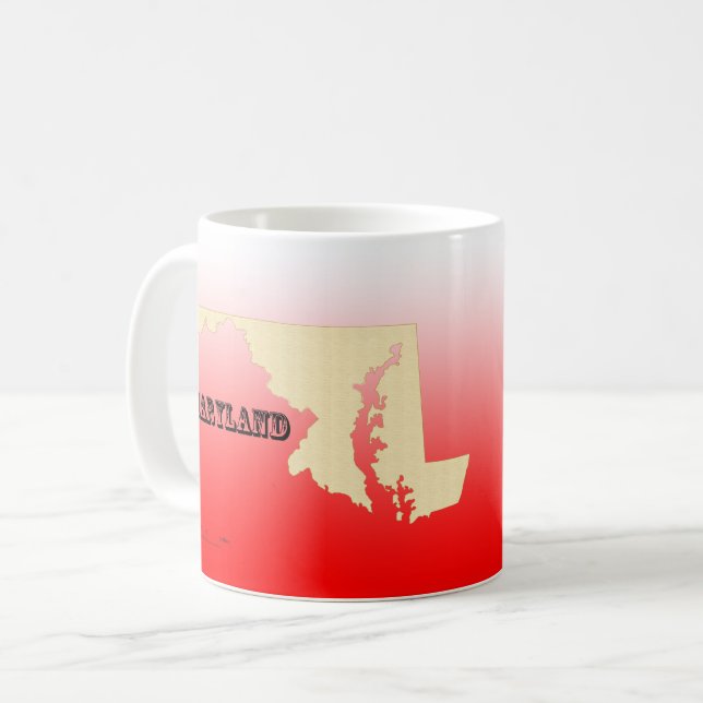 Mug - Plan d'état du Maryland avec la ville (Devant gauche)