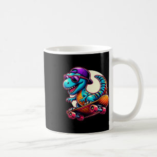 Mug Planche à roulettes à cheval sur un dinosaure T-re