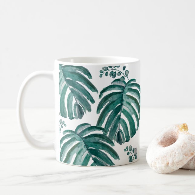Mug Plante Botanique Imprimer Peinture Tropicale Café  (Avec donut)