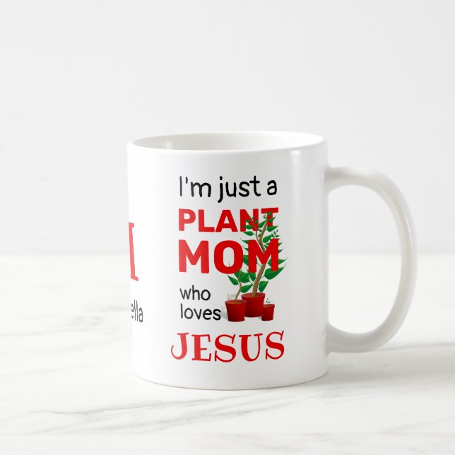 Mug Plante chrétien MOM AIME JÉSUS Monogramme (Droite)