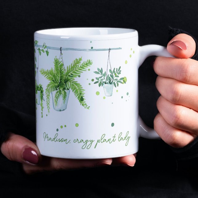 Mug Plante fou Lady Aquarelle Nom personnalisé (Créateur téléchargé)
