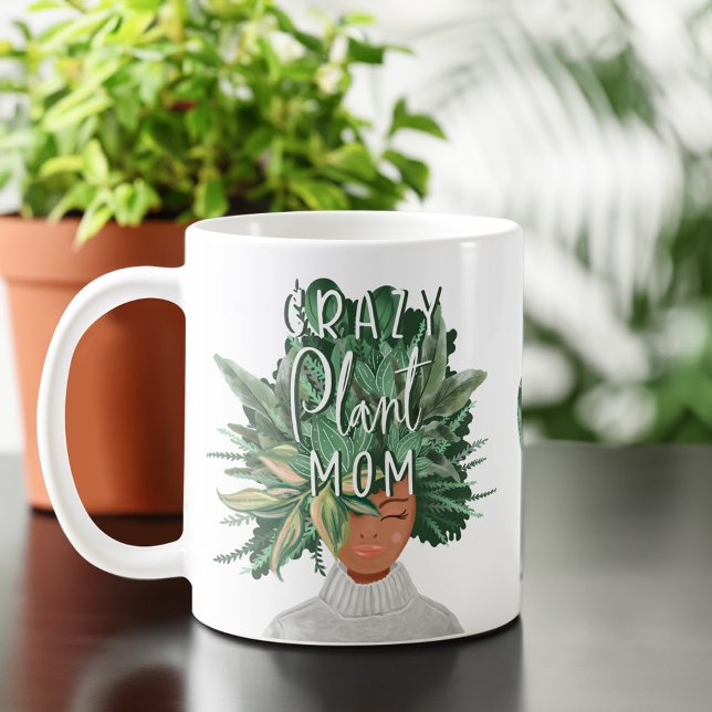 Mug Plante fou Maman Fun Aquarelle Plante Maman Hairdo (Crazy Plant Mom Fun Watercolor Plant Mom Hairdo Coffee Mug)