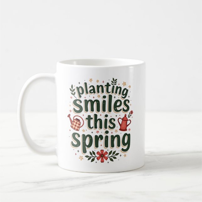 Mug Planter sourires Fermier mignon Printemps Vie agri (Gauche)