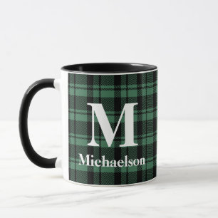Mug Plaque verte et noire avec nom de monogramme