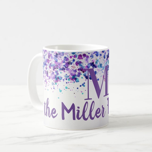 Mug Plate de peinture violette Nom personnalisé   (Devant gauche)