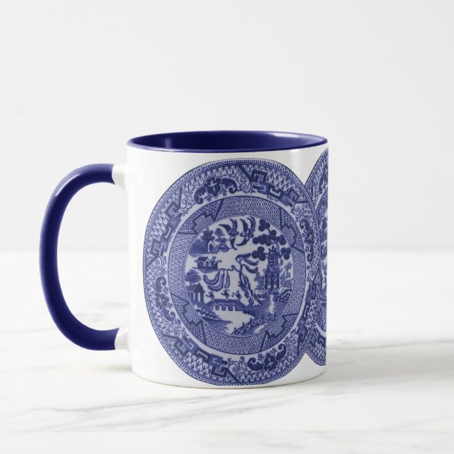 Mug Plats bleus de la Chine de saule sur le blanc (Gauche)