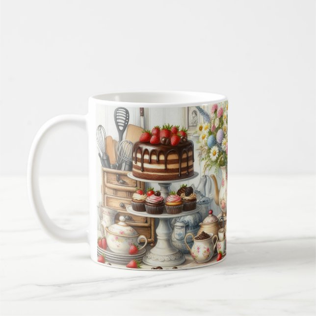 Mug Plats de ferme avec théière et pâtisserie en céram (Gauche)