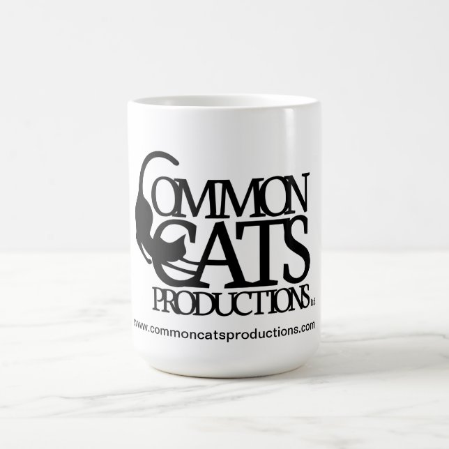 Mug Plein noir de logo de chats communs (Centre)