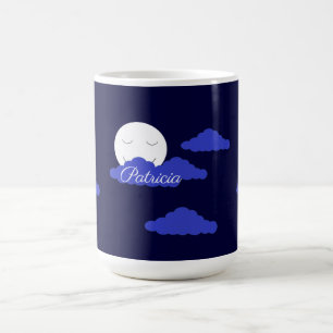 Mug Pleine Lune Souriante avec Nuages : Bleu Foncé