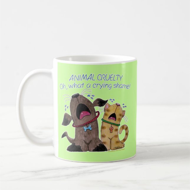 Mug Pleurer sur un chien et un chat - Quelle honte de  (Gauche)