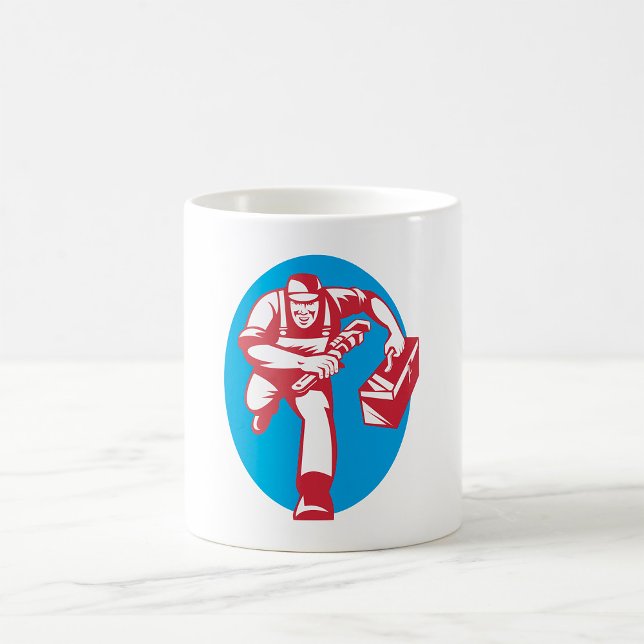 Mug Plombier courant avec une clé et une boîte à outil (Créateur téléchargé)