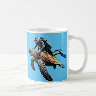Mug Plongée plongée Plongée nage avec une grande tortu