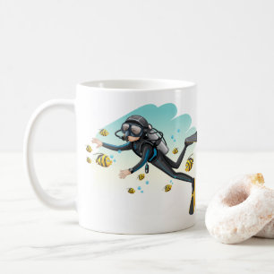 Mug Plongeur autonome sous-marin avec des poissons