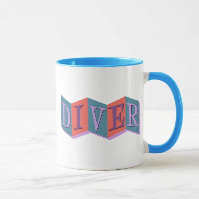 Mug Plongeur (panneau rétro) (Droite)