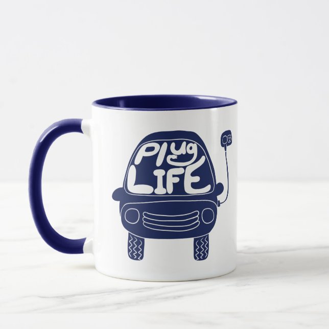 Mug Plug Life Cute Marine Blue Electric Voiture (Gauche)