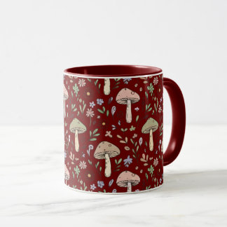 Mug Plum Rouge Fungi Académie Sombre Luxe Sans Couture