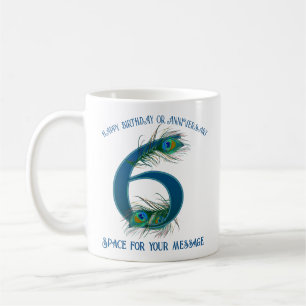 Mug Plume de paon personnalisable pour 6e anniversaire