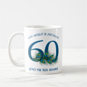 Mug Plume de paon pour 60e anniversaire ou anniversair