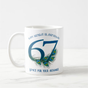 Mug Plume de paon pour 67e anniversaire ou anniversair