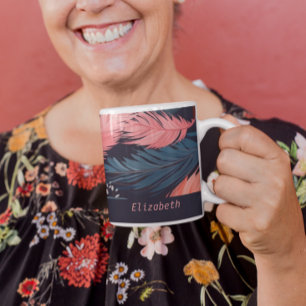Mug Plumes de Flamant rose rose Motif à thème tropical