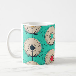 Mug Plumes de paon : Imaginaire bleu ivoire.