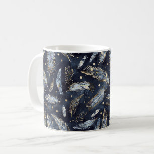 Mug Plumes Étoiles Or Bleu
