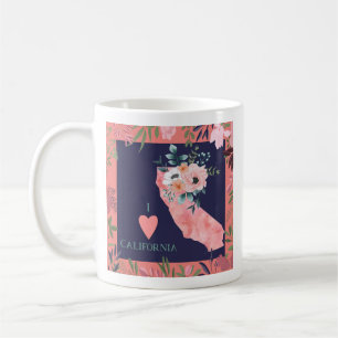 Mug Plutôt Floral I Love California State Map
