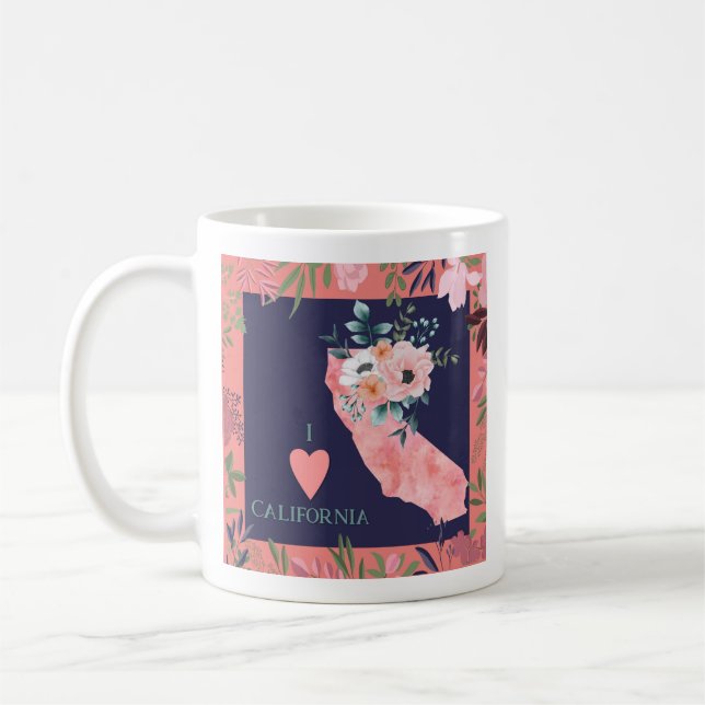 Mug Plutôt Floral I Love California State Map (Gauche)