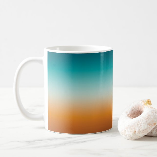 Mug Plutôt Ombre Sunny Orange & Turquoise Blue Gradien (Avec donut)
