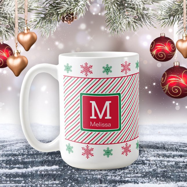 Mug Pneus et rayures Monogramme Musique de Noël (Créateur téléchargé)