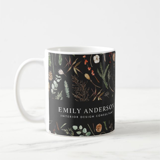 Mug poche contemporaine moderne botanique noire (Gauche)