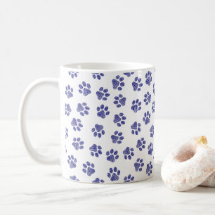 Mug Poches de Doodle, Paws de Chien, Paws Bleus de Mar