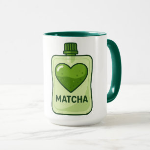 Mug Pochette de sérum Matcha avec conception cardiaque