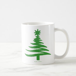 Mug Pochoir d'arbre de Noël vert