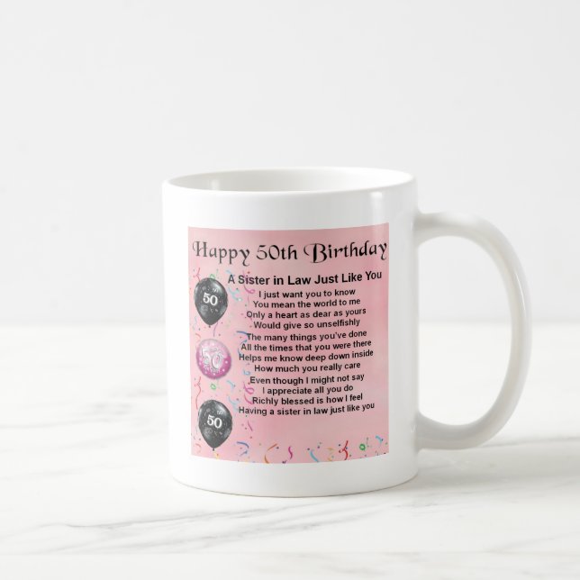 Mug Poème de belle-soeur - cinquantième anniversaire (Droite)