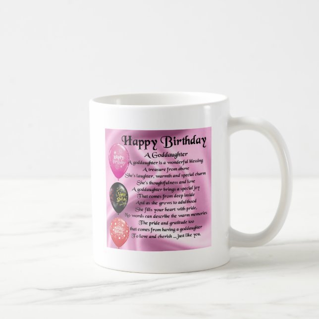 Mug Poème de filleule - joyeux anniversaire (Droite)