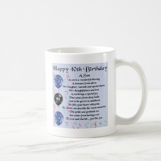Mug Poème de fils - quarantième conception (Droite)