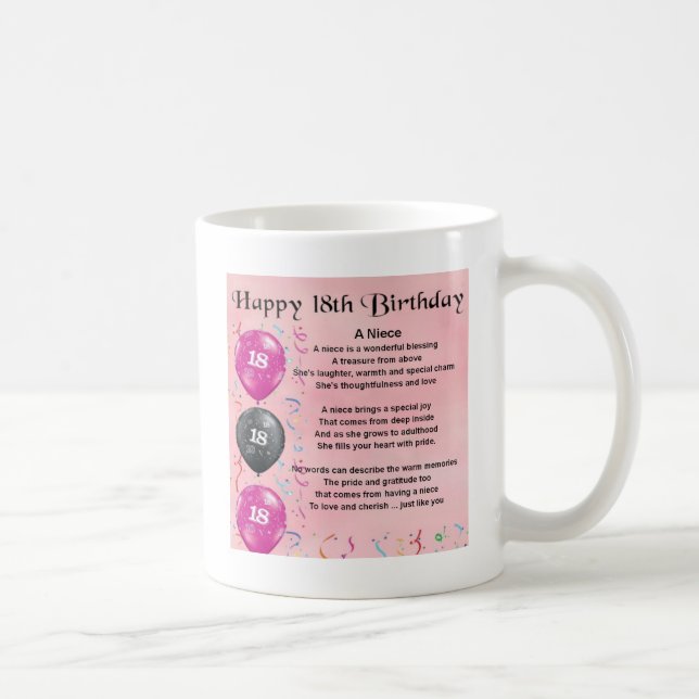 Mug Poème de nièce - 18ème anniversaire (Droite)