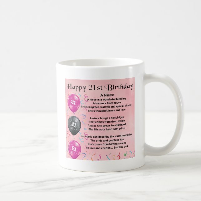 Mug Poème de nièce - 21ème anniversaire (Droite)