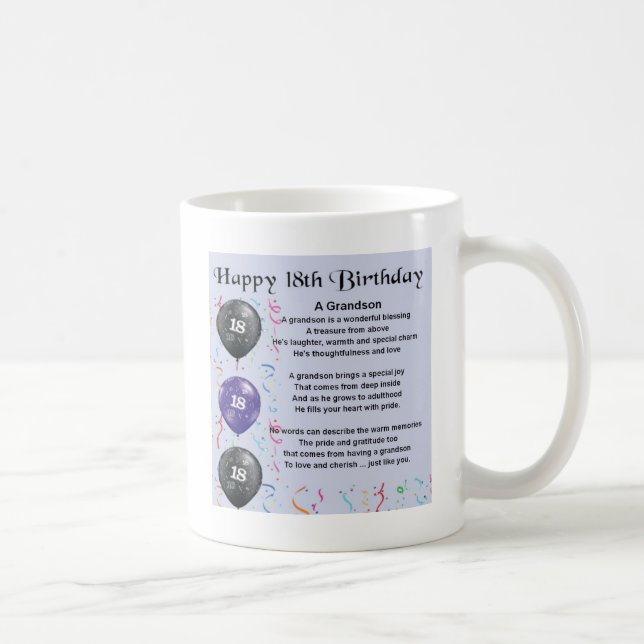 Mug Poème de petit-fils - 18ème anniversaire (Droite)