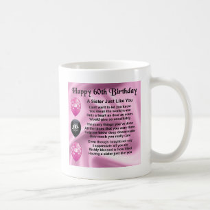 Mug Poème de soeur - soixantième anniversaire