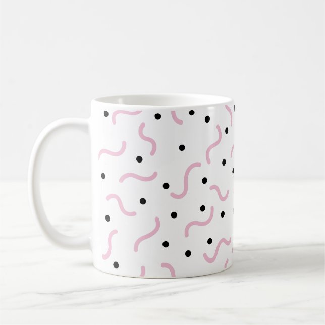 Mug Poiggles roses et points noirs Memphis Motif (Gauche)